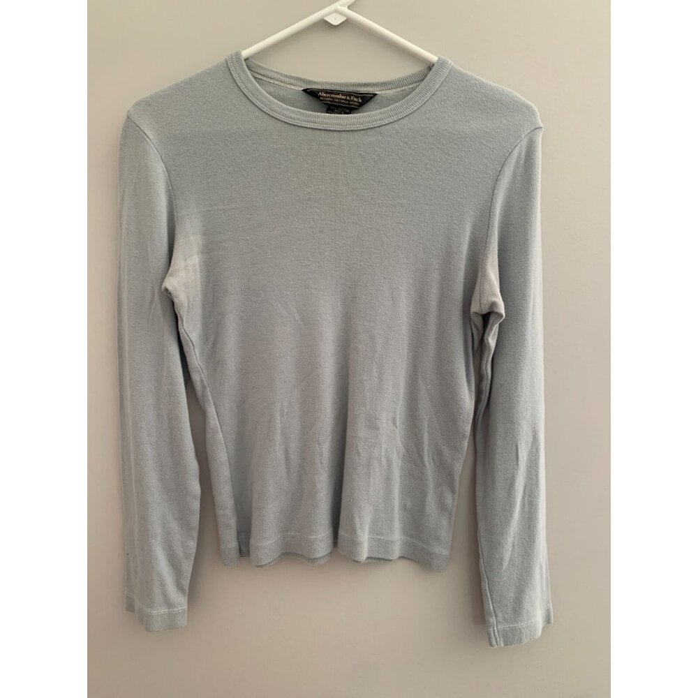 Abercrombie and Fitch Women's Gray Long Sleeve Crew Neck Shirt Small